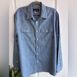 Orvis Casual Blue Checkered Button Down Shirt